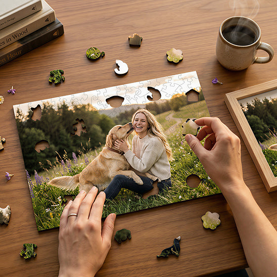 Personalized Photo Wooden Puzzle - Pet Lover Theme