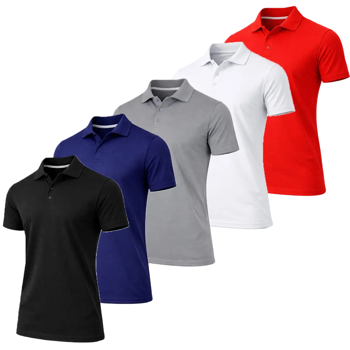 Men's  Dry Fit Moisture-Wicking Fabric Polo Collar Shirt Menswear Stylish Ribbed Sleeve