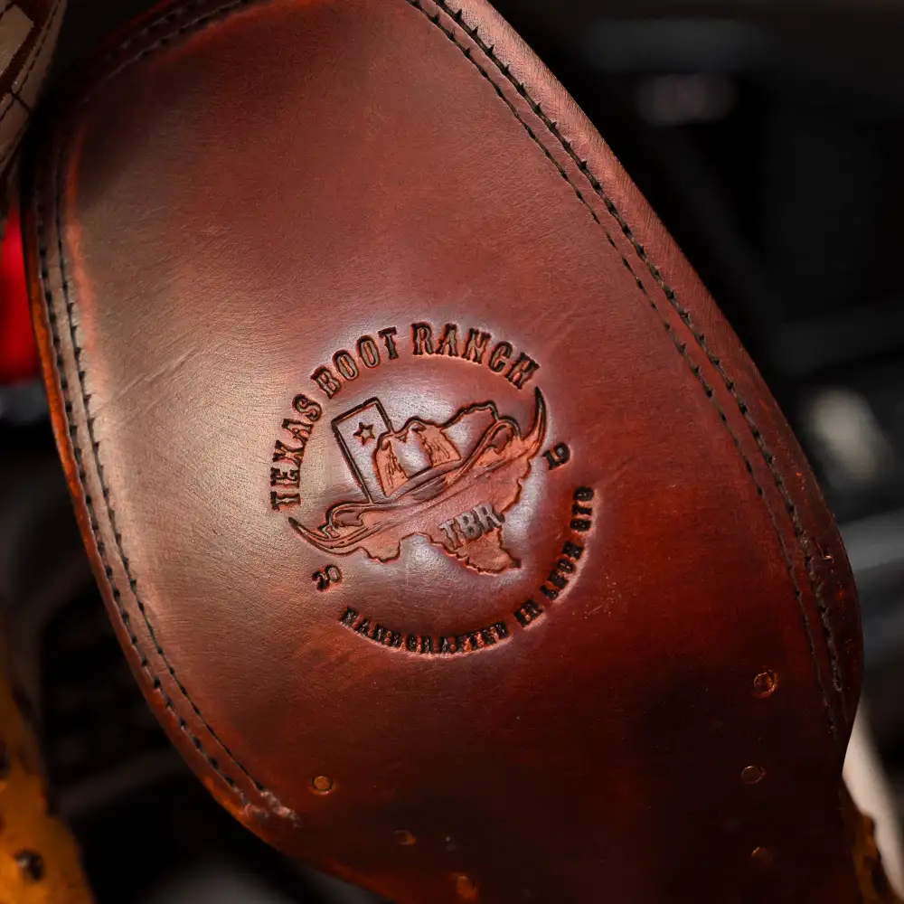 Honey Ostrich Leather Boots - Square Toe