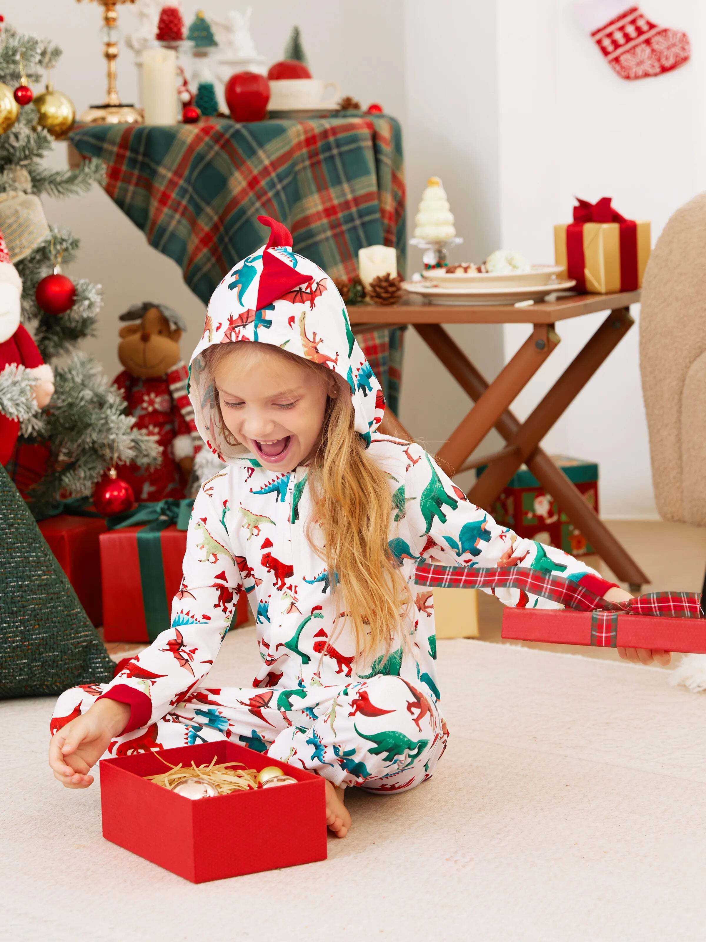 Christmas Family Matching Pajamas with 3D Design Onesie PJS with Christmas Socks Multi-color