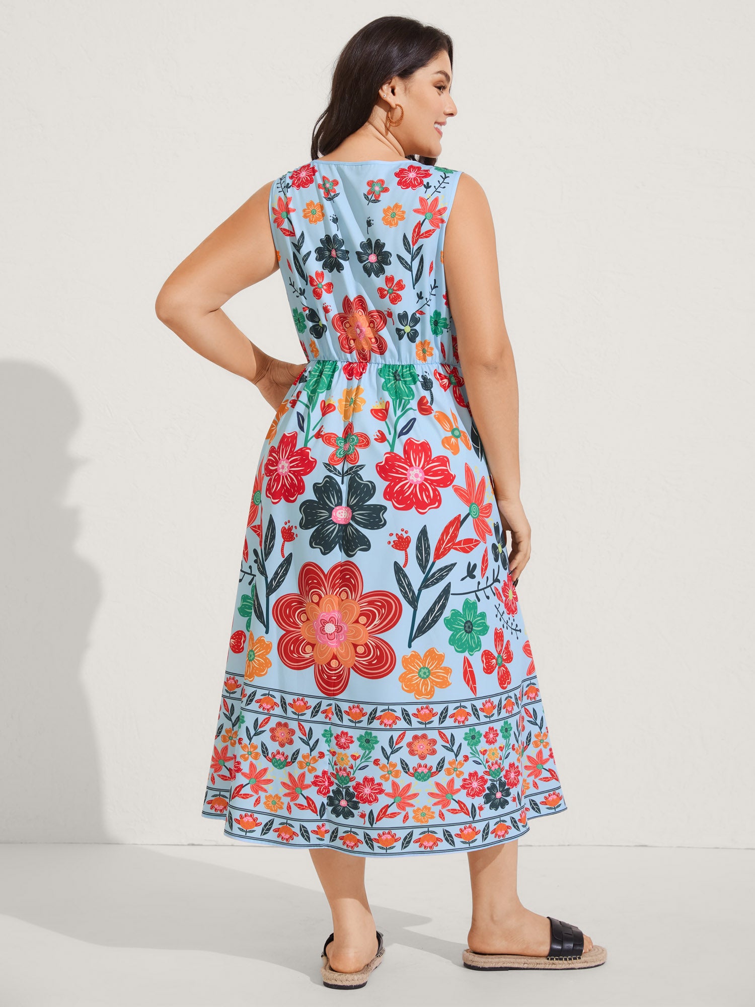 Floral Drama Cinched-Waist Maxi Dress