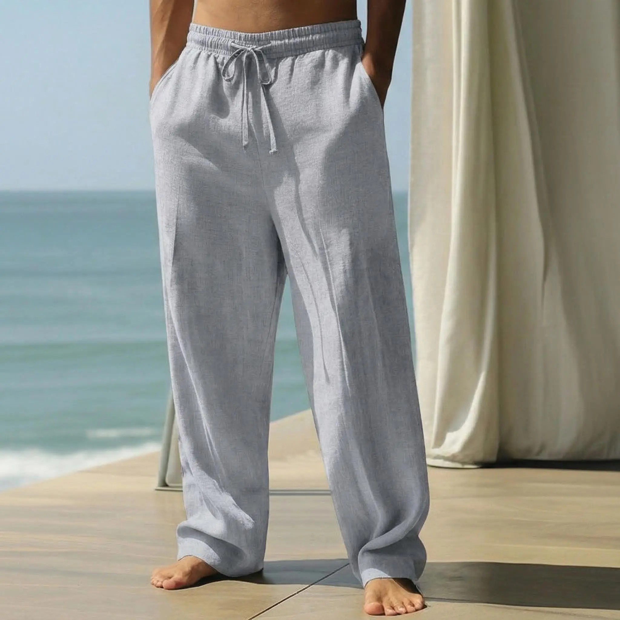 Men’s Premium Lyocell-Linen Straight-Leg Trousers - Breathable Summer Essential