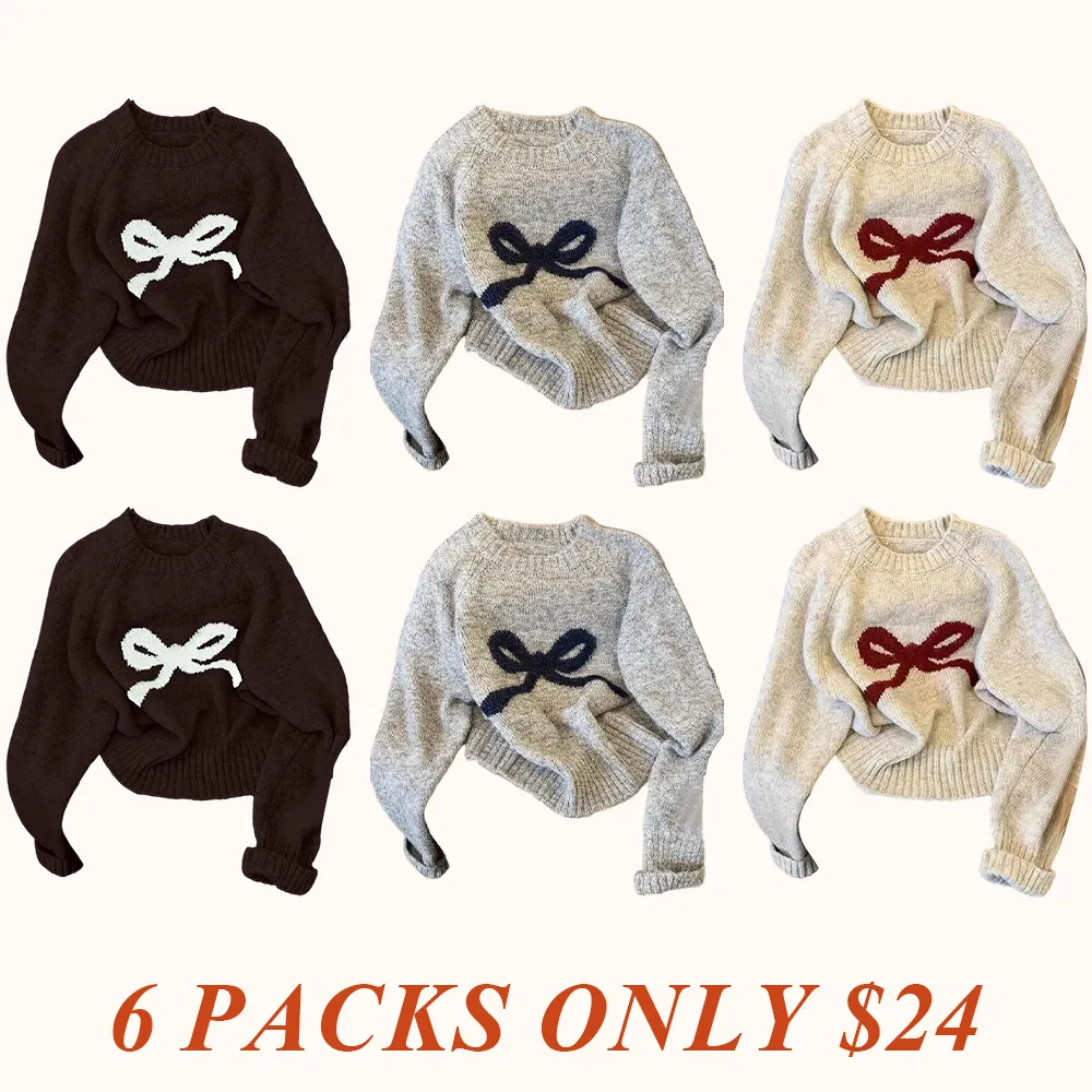 Elegant Bow Knit Sweater for Women