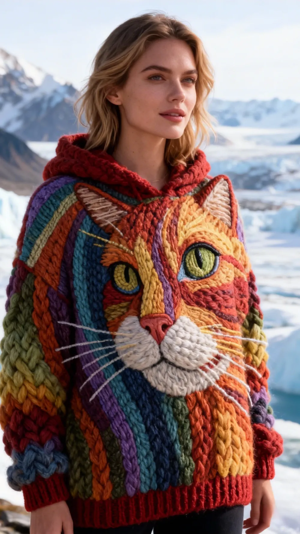 3 PCS $17.97 Women's Artistic Animals Line Knit Hooded Sweater