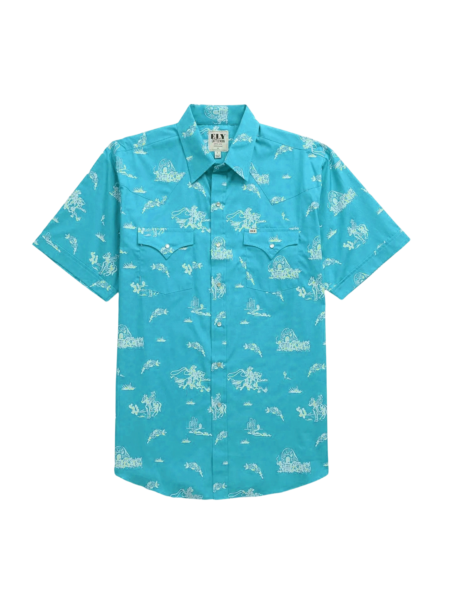 Men’s Cowboy Print Western Snap Shirt