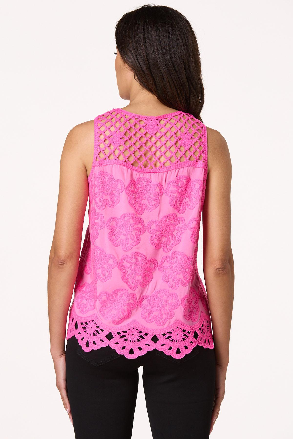 Pink Crochet Trim Tank