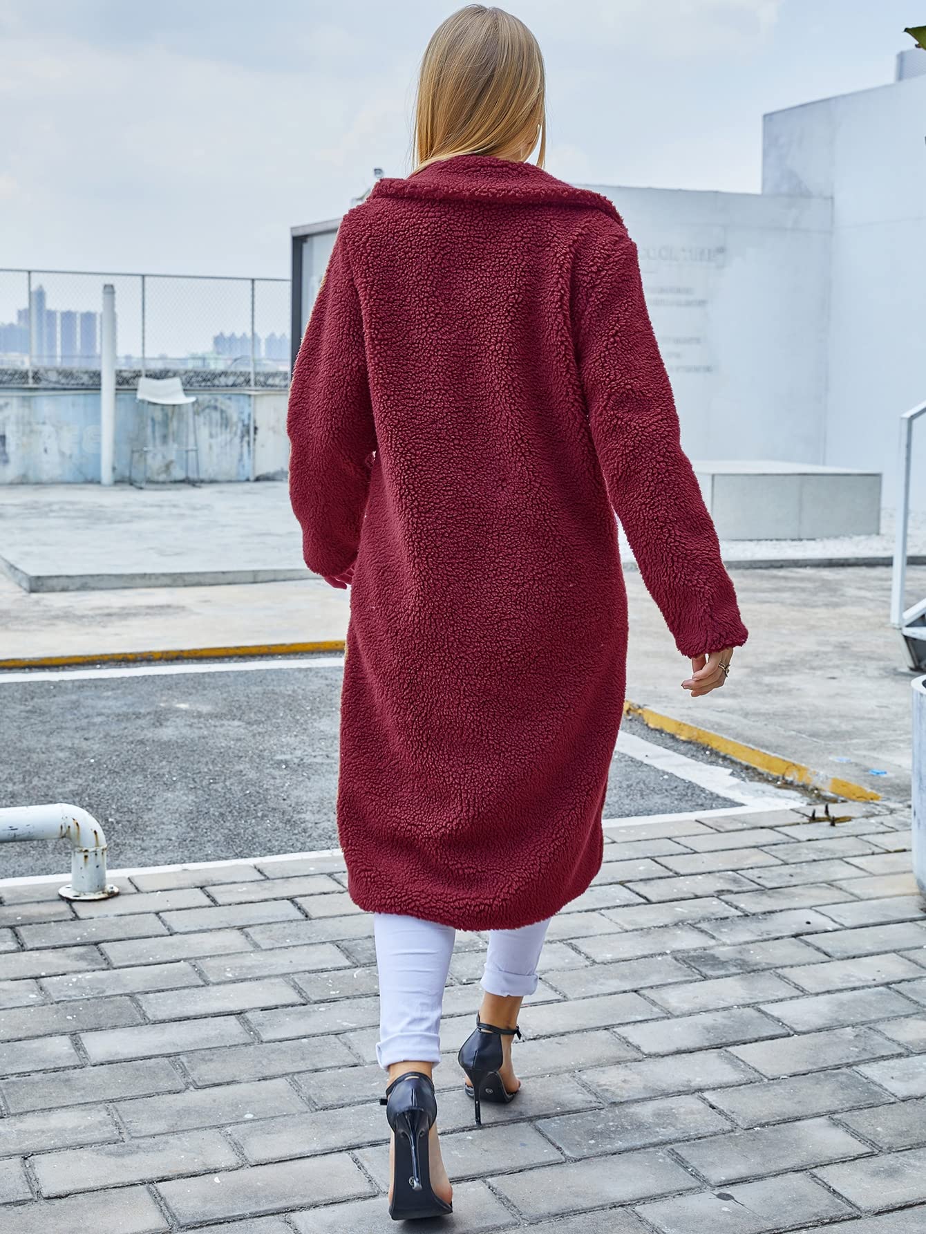 RAOGE Jackets for Women Jackets - Single Button Teddy Midi Coat