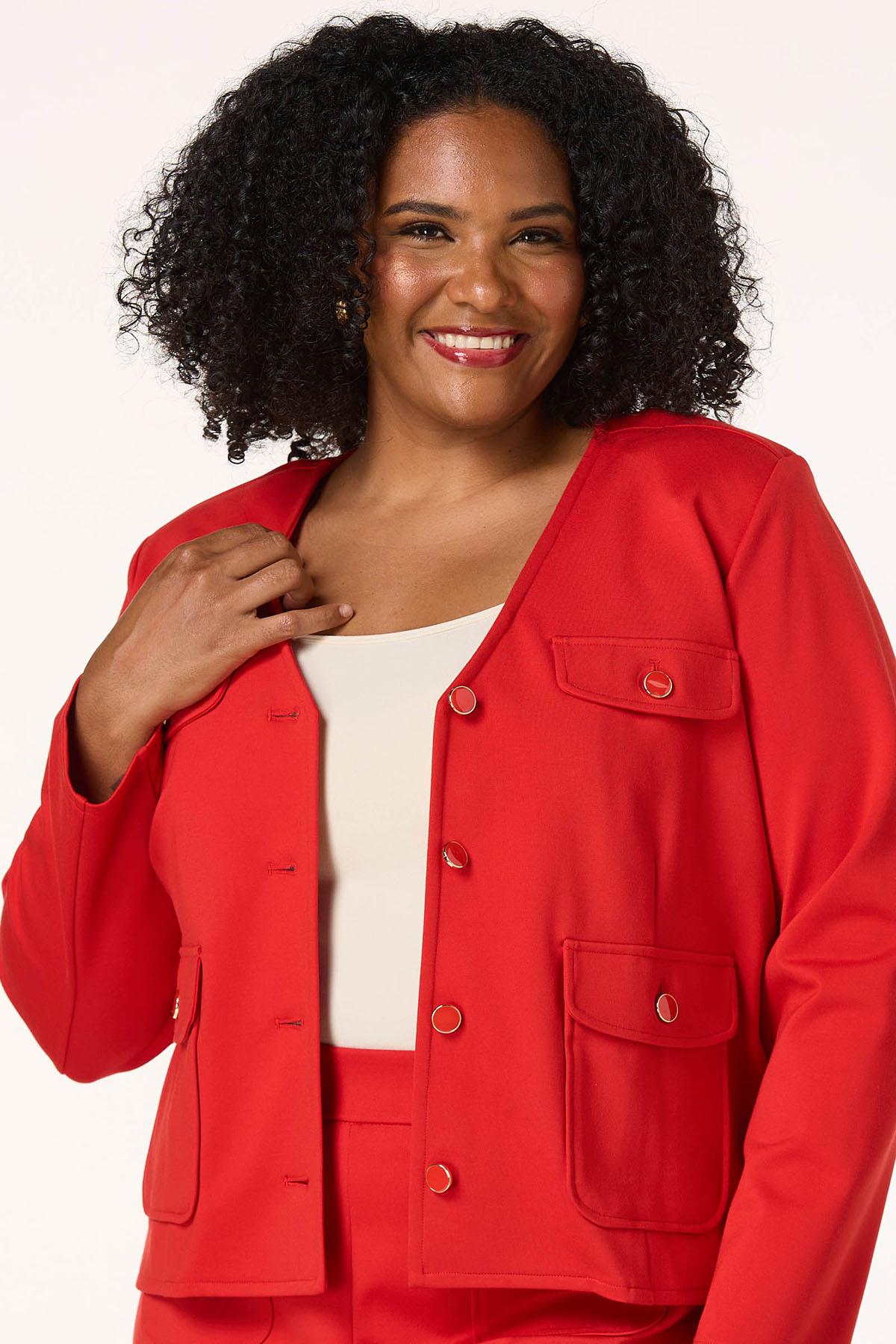 Plus Size Red Ponte Blazer