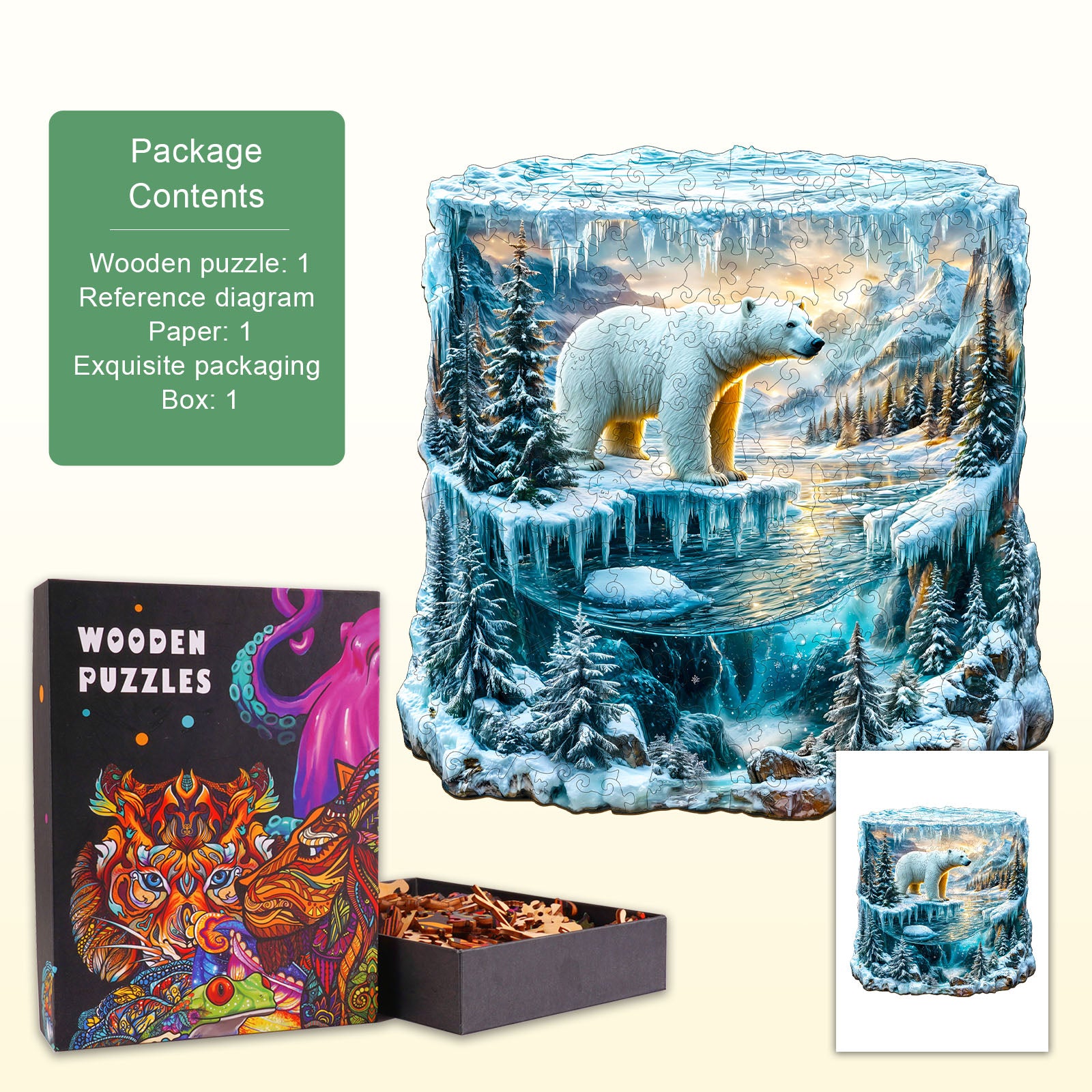 Frozen polar bears-1 Wooden Jigsaw Puzzle
