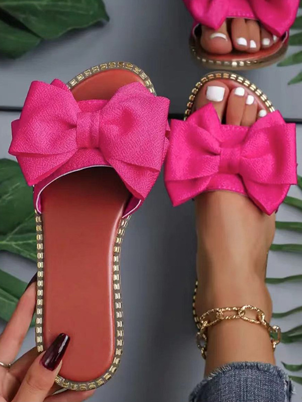 Bowknot Open Toe Split-Joint Slippers