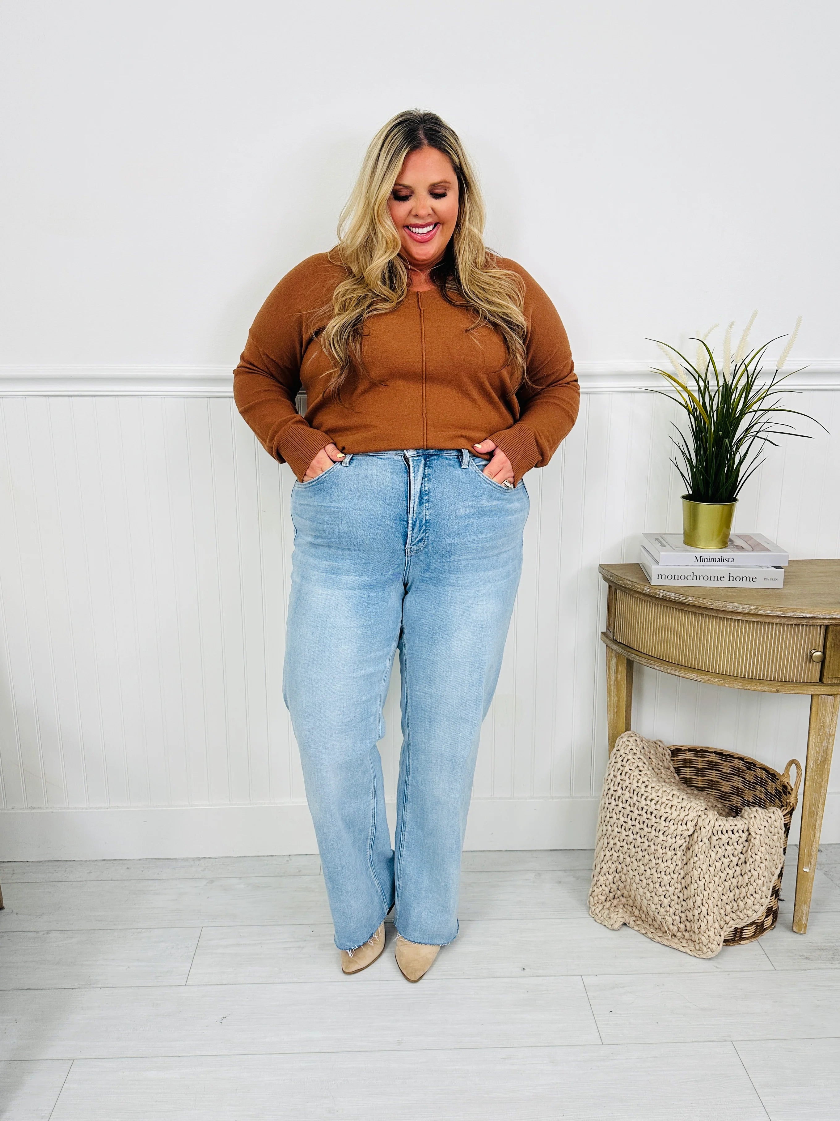 Feeling Brand New Slim Wide Leg Tummy Control Jeans