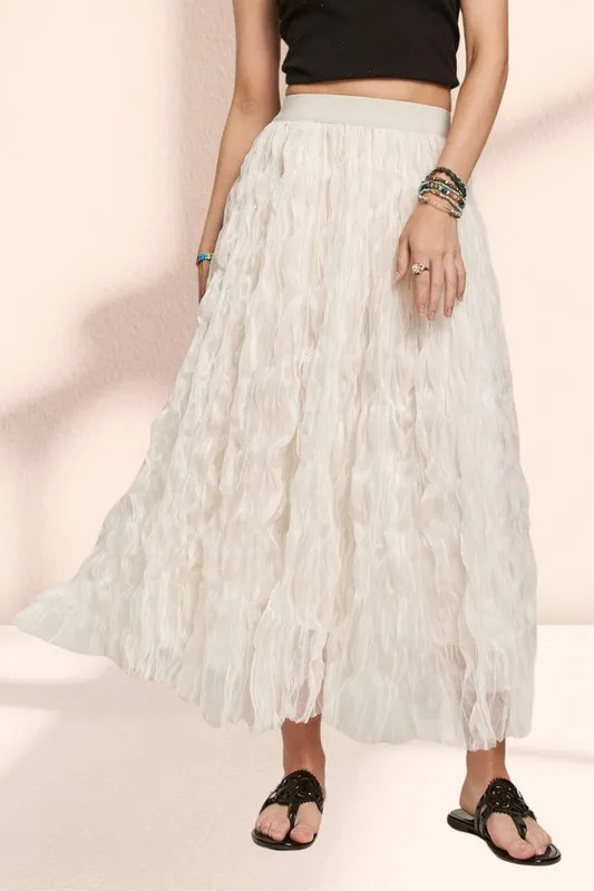 Elastic Waist Cloud Fluffy Maxi Skirt