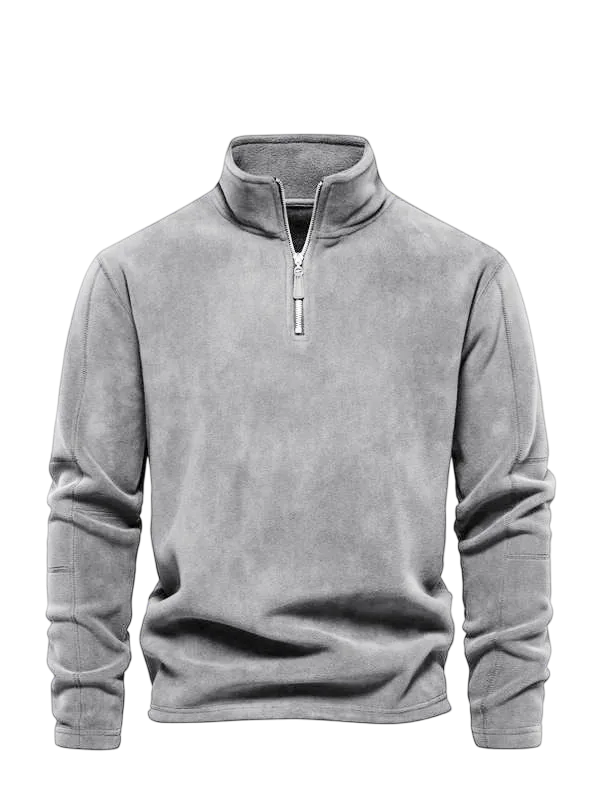 Men's Solid Half Zip Funnel Neck Polar Fleece Sweatshirt