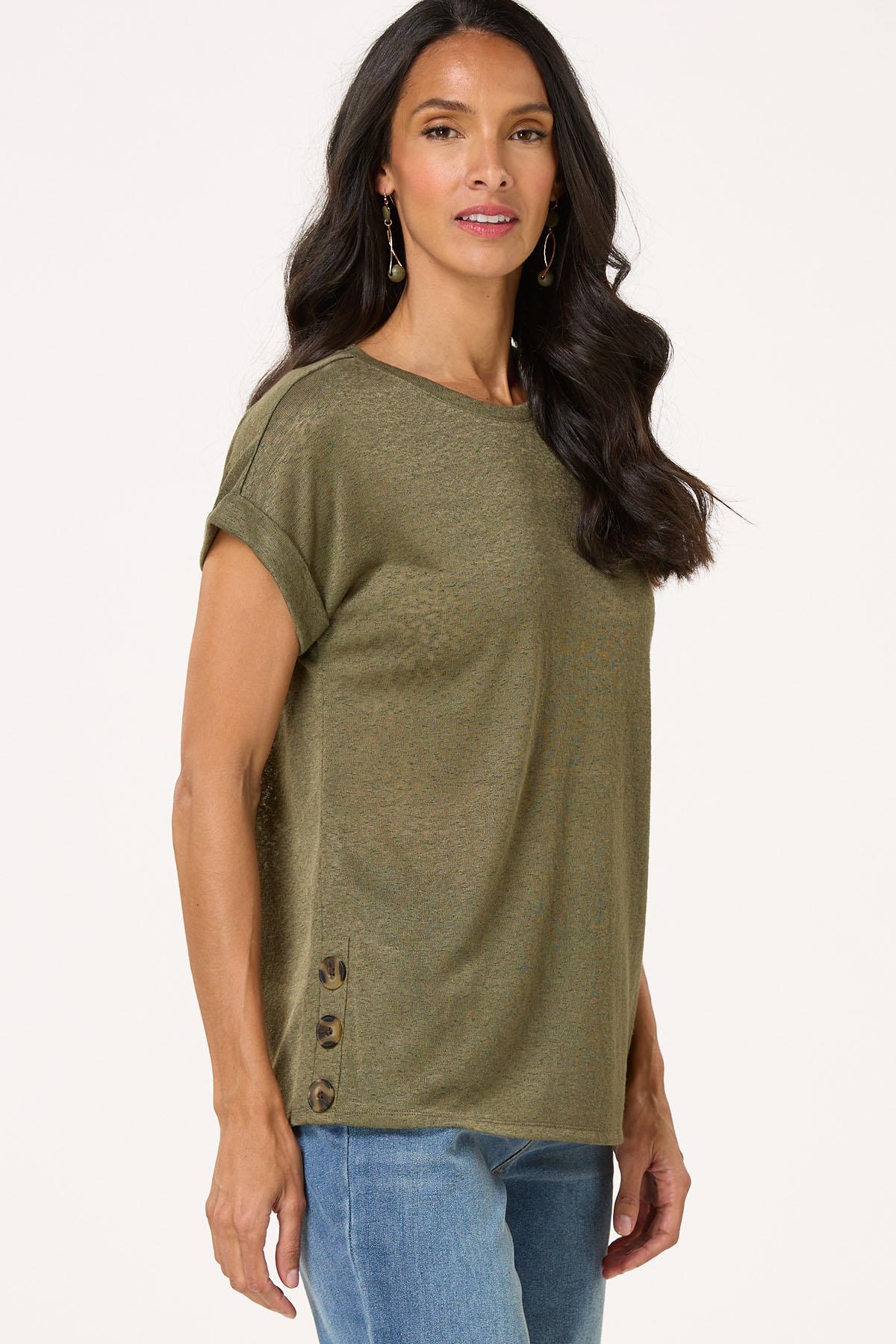 Cuffed Sleeve Hacci Knit Top