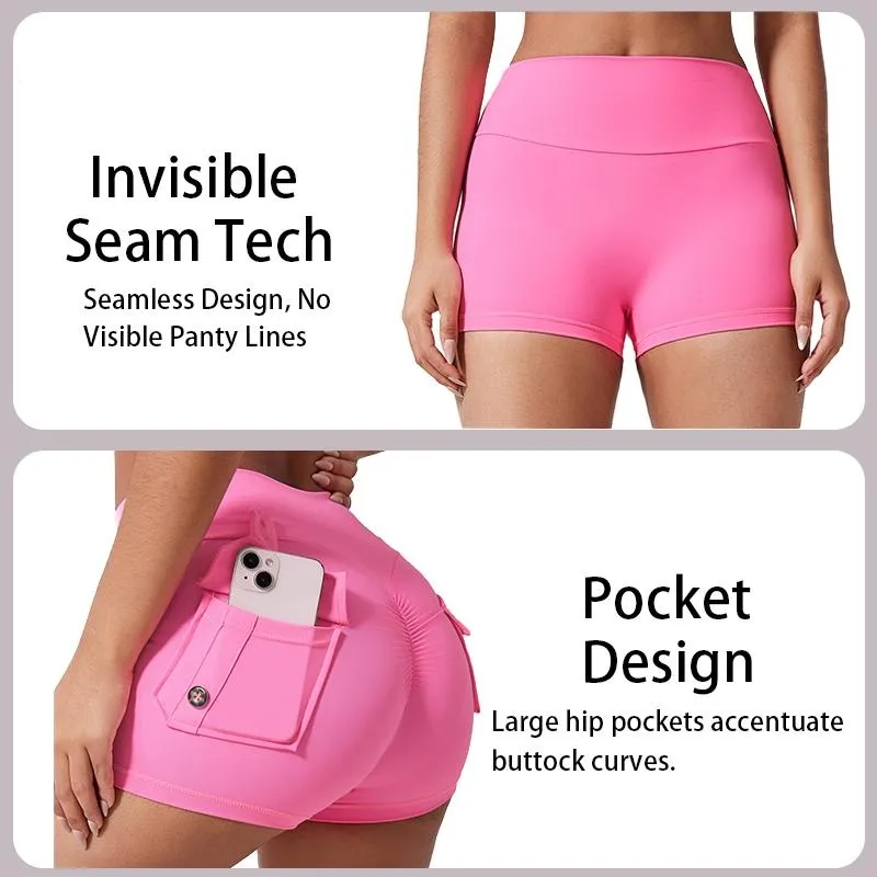 Women's High Waist Ruched Skinny Sports Shorts