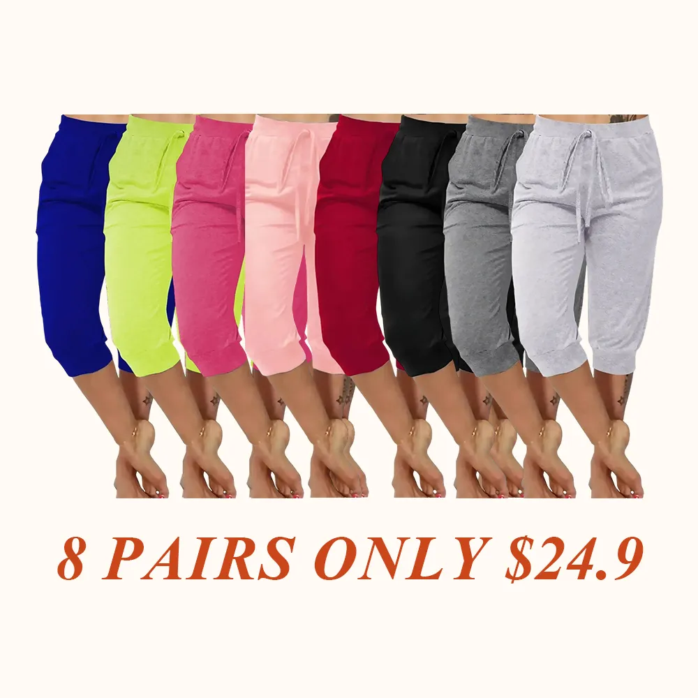 Women's Plus Size Bow Tie Decorated Casual Seven-Quarter Pants Sleepwear