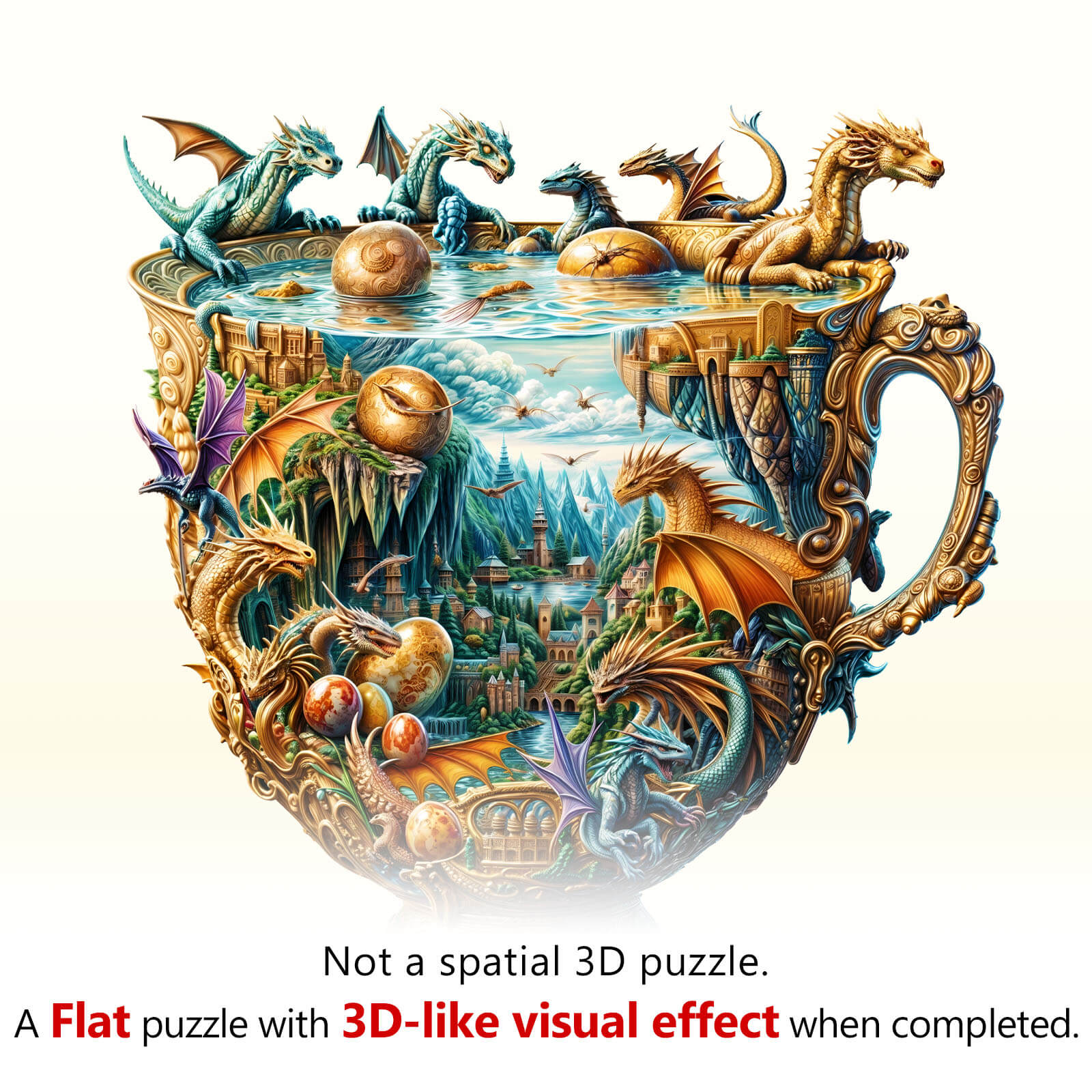 Dragon cup Wooden Jigsaw Puzzle
