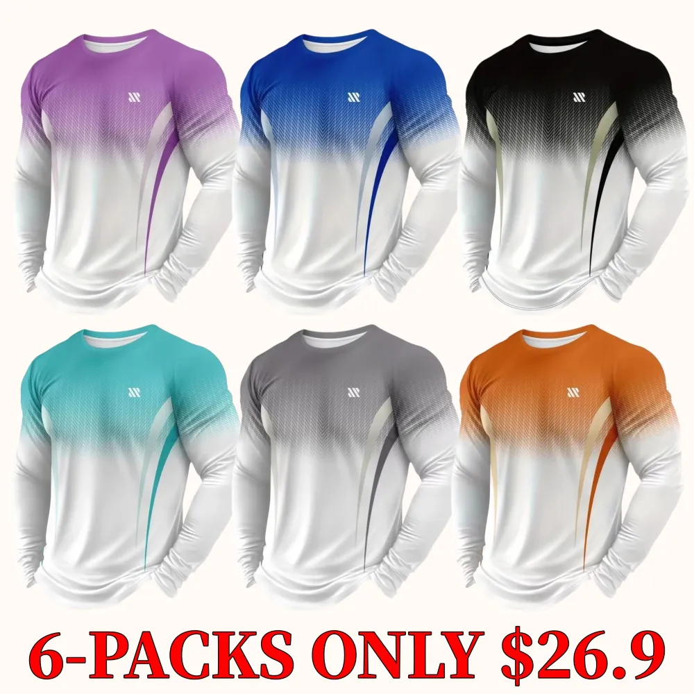 Men's long-sleeved fitness training T-shirt, made with breathable fabric