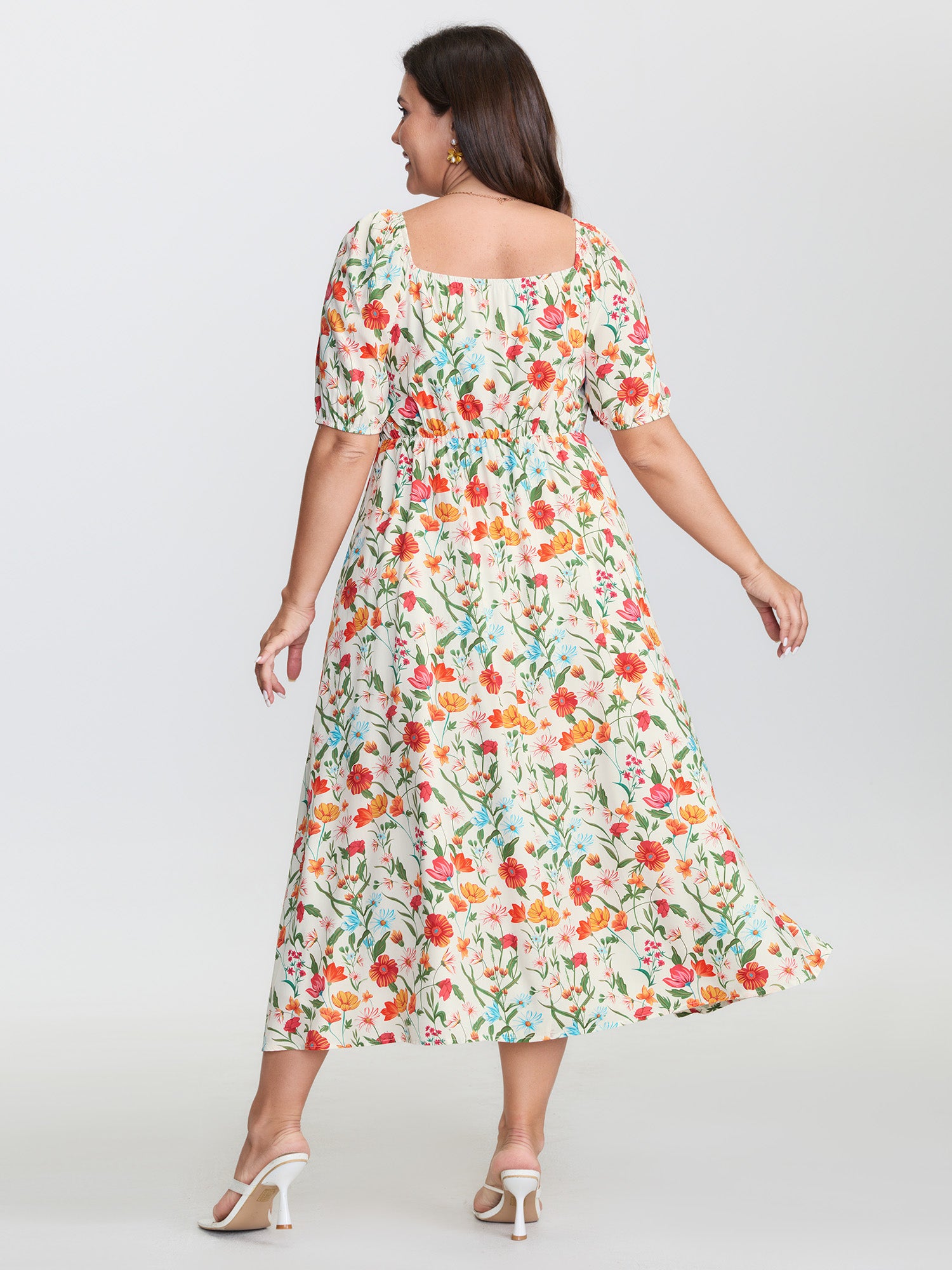 Floral Print Button Placket Maxi Dress