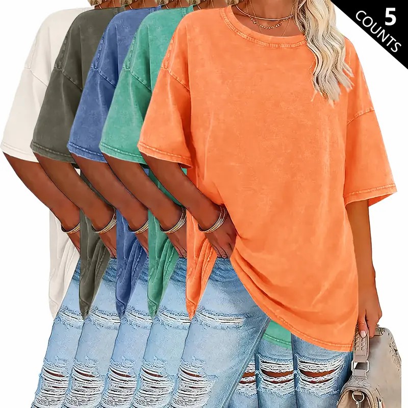 Women’s 5-Pack Premium Vintage Washed Cotton Tees