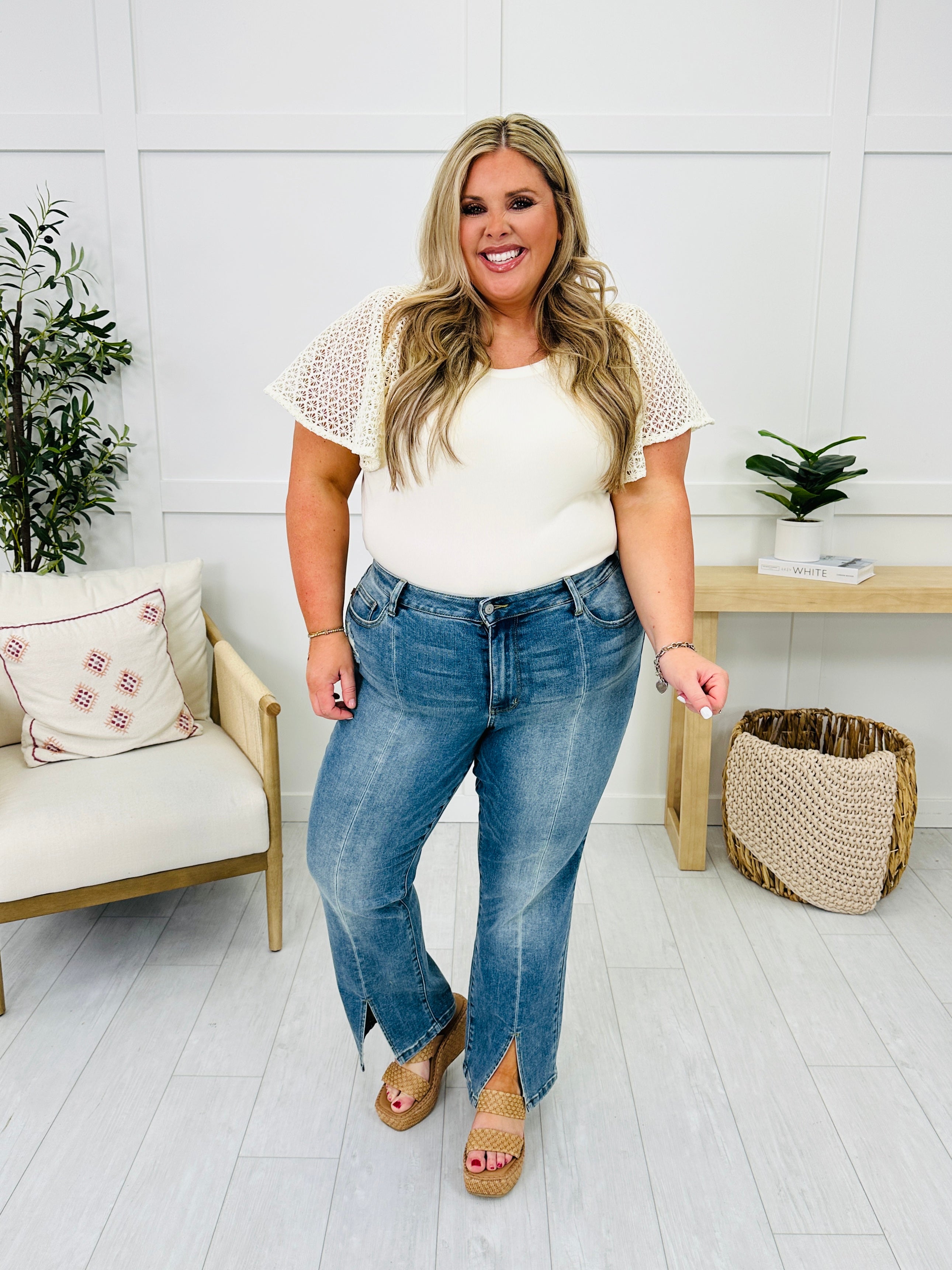 Judy Blue Split Decision Straight Leg Jeans