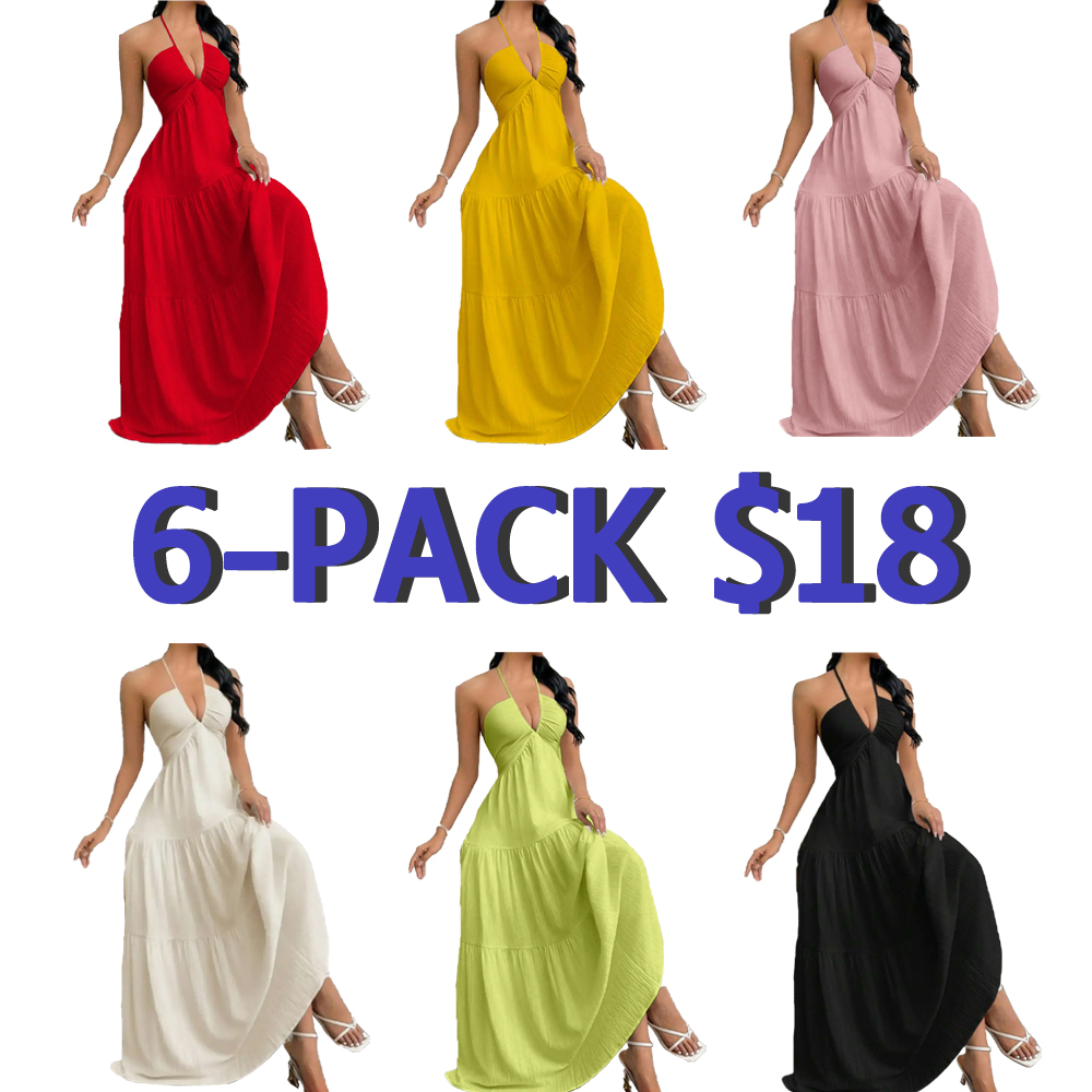 Women's Solid-Color Dress  Casual, Loose-Fit, Sleeveless Dress & Ideal for Beach Vacations