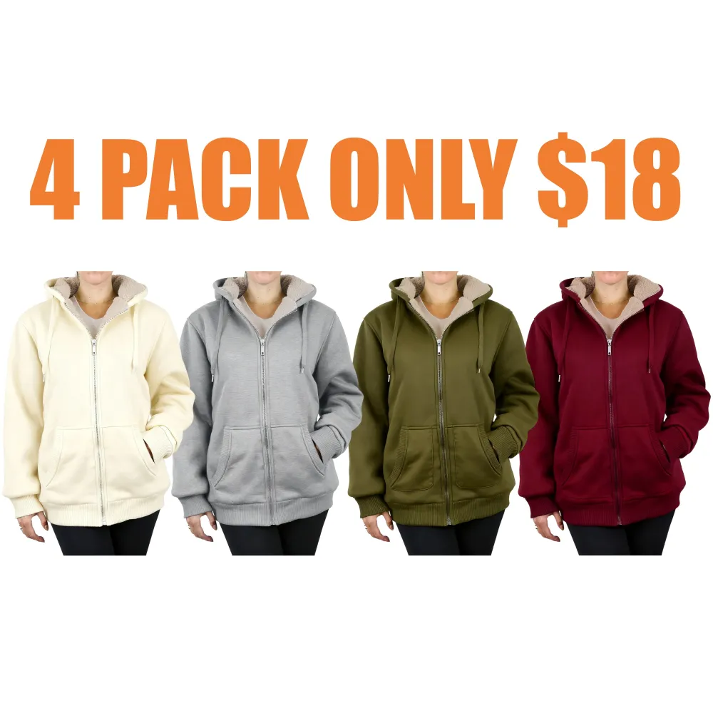 Women's Regular Fit Heavyweight Sherpa Fleece Lined Hoodies