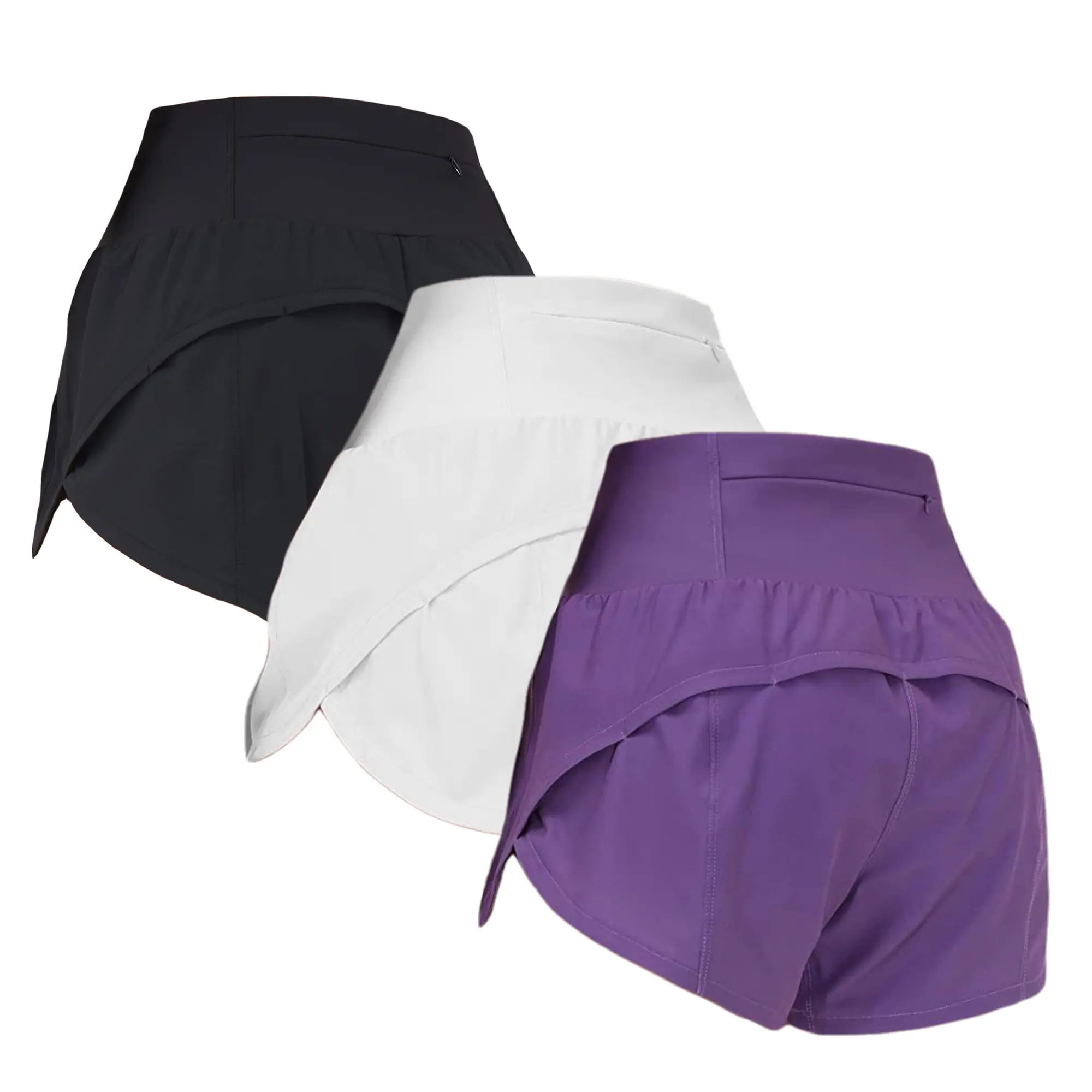 3pc Women's High-Waisted Athletic Shorts with Pockets