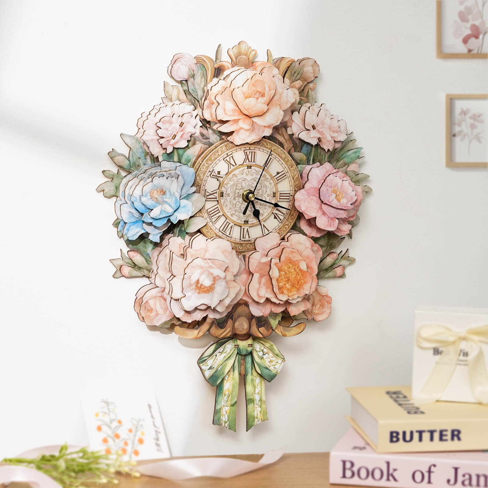 Bouquet– DIY Wooden Clock, 3D Puzzle Craft Kit