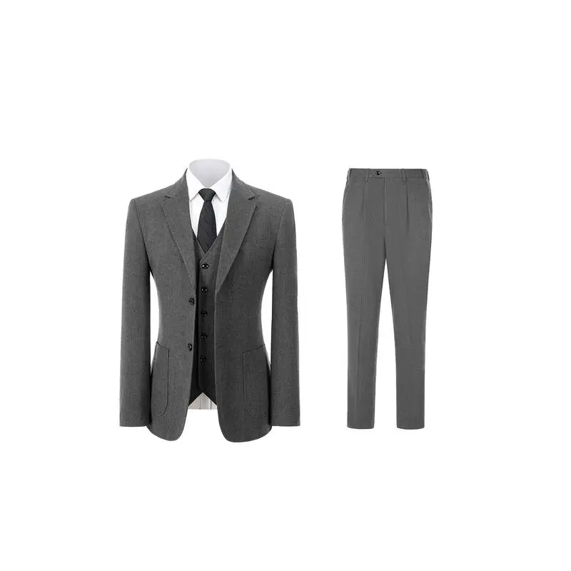 Men's Retro 3-Piece Tweed Herringbone Suit Set Two-Buttons Blazer Vest Pants Autumn New Arrival Formal Business Attire