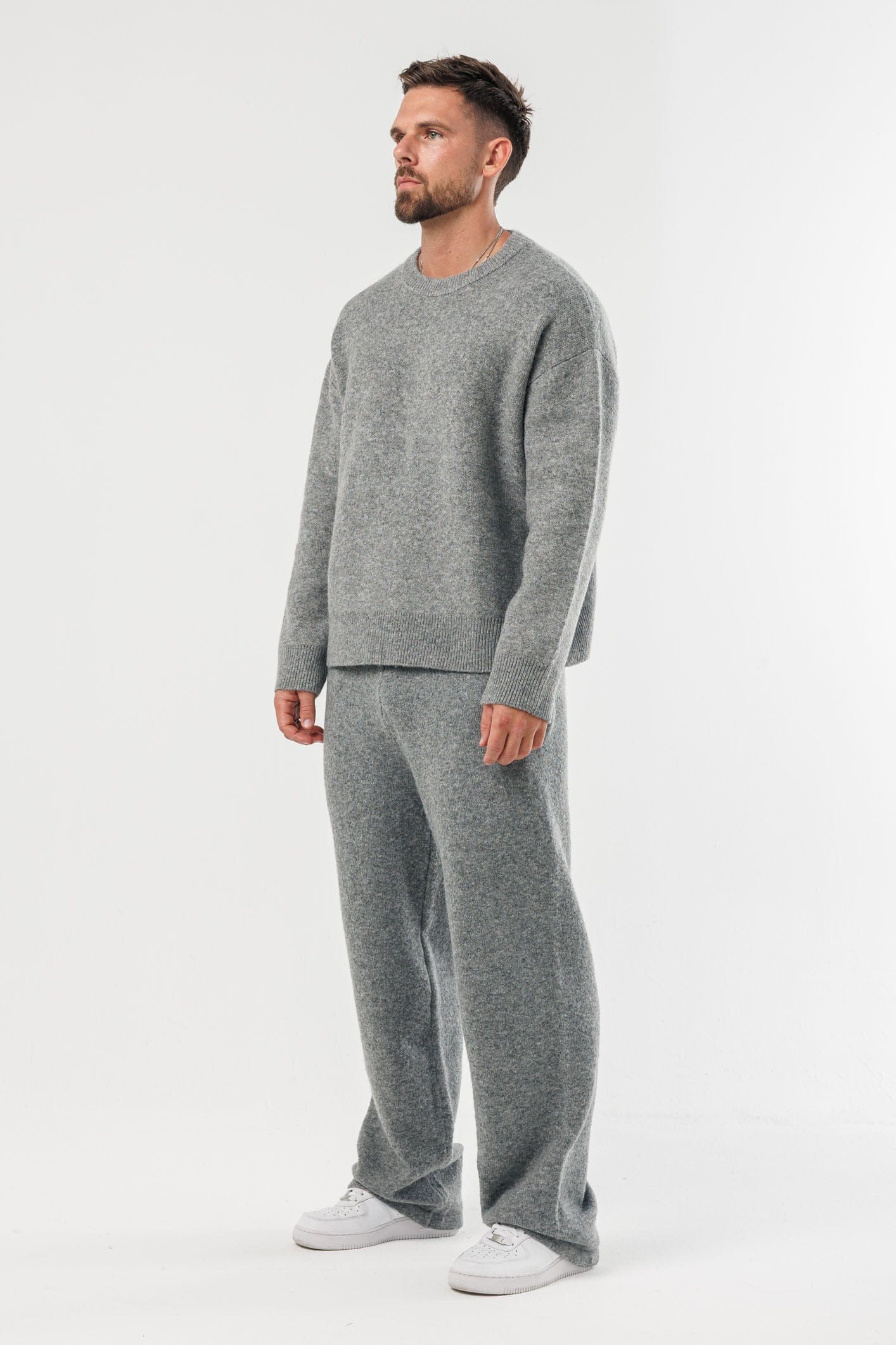 ✨Classic Grey Marl Knit Sweater — Long Sleeve Knit Top