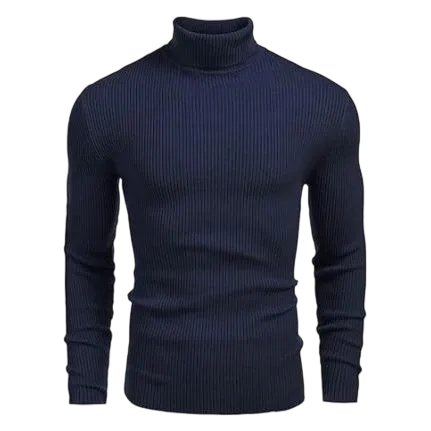 Autumn Men's Knitted Ribbed Turtleneck Slim Fit Basic Sweater