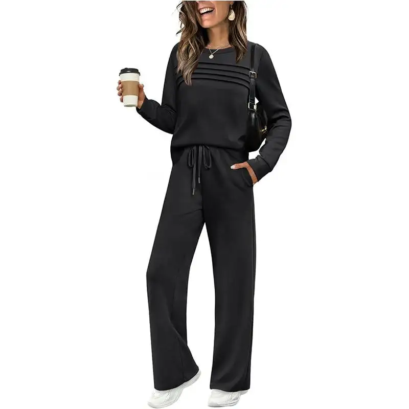 ✨Women's Long-Sleeve Pullover Tracksuit Set - Soft Drawstring 2-Piece Outfits