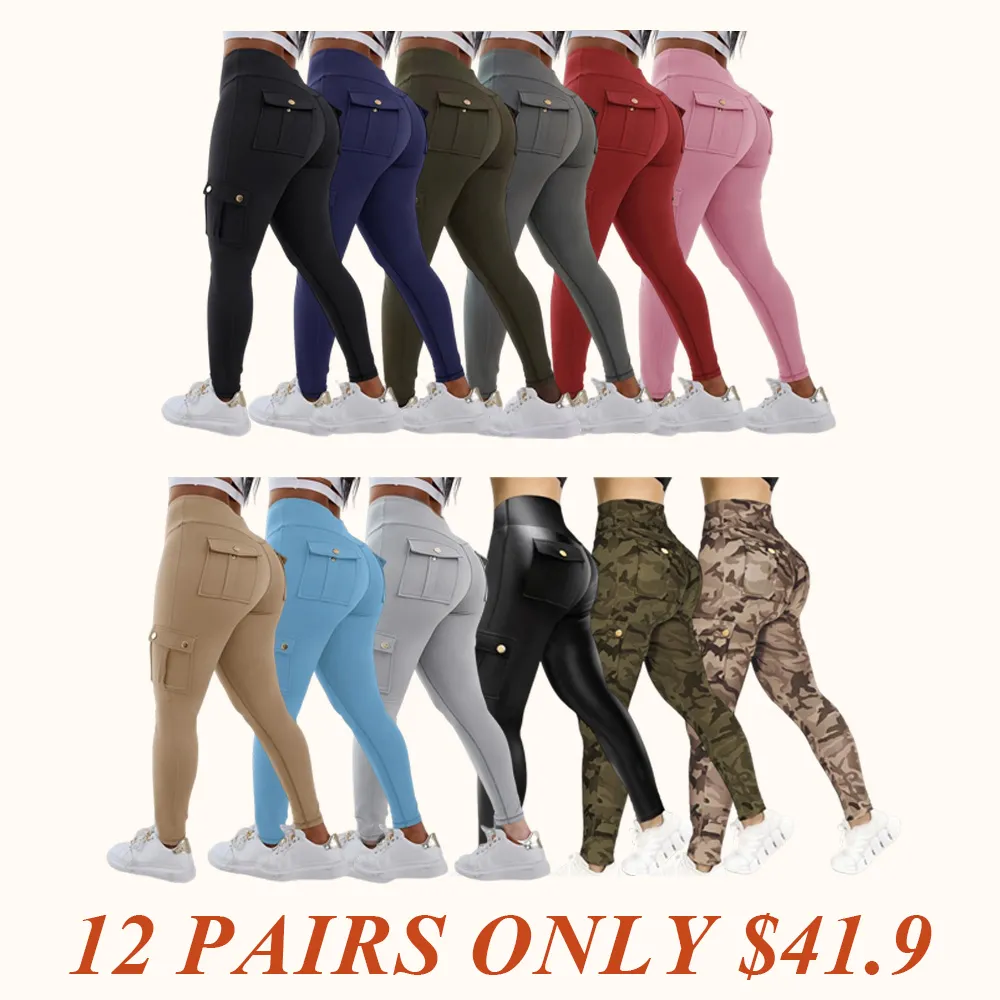 Womens Butt Lifting Leggings with Flap Pockets High
