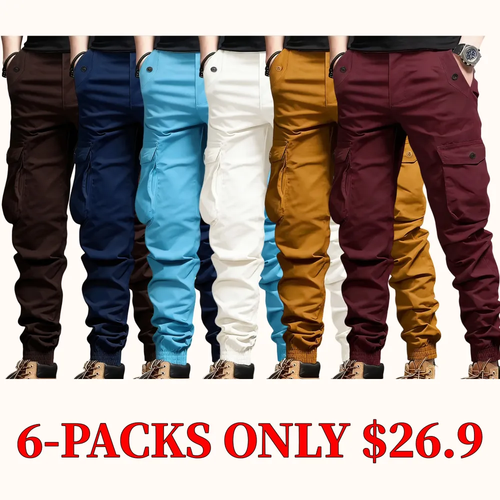 Men's thickened trousers, can be worn with leggings underneath - work pants, multi-pocket outdoor trousers