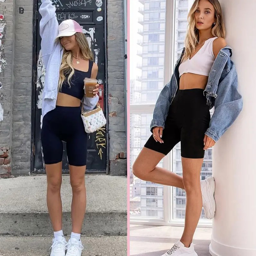 Women's High Waisted 1/3 Pack Biker Shorts with Pockets, 5