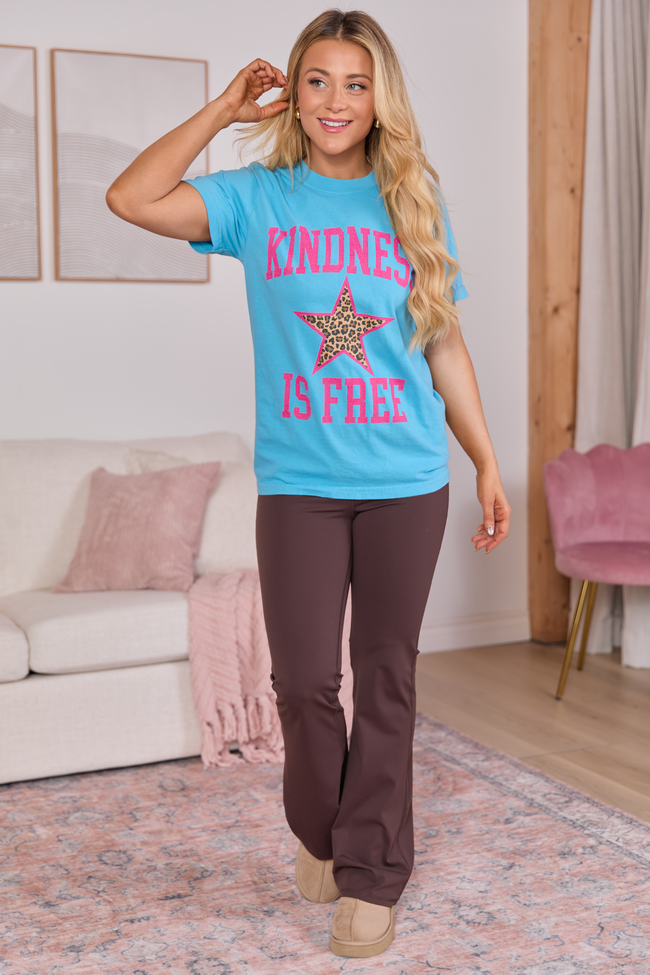Kindness Is Free Aqua Blue Graphic Tee