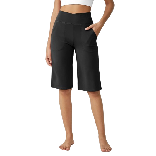 Loose High-Waist Casual Cropped Yoga Pants Shorts Women 14
