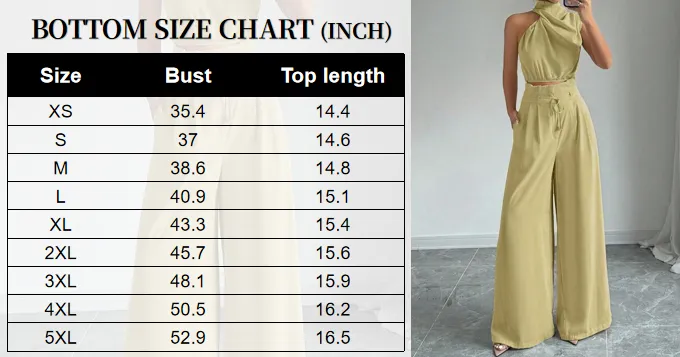 Women's Solid Color Crop Tank Top & Wide Leg Pants Two-piece Set