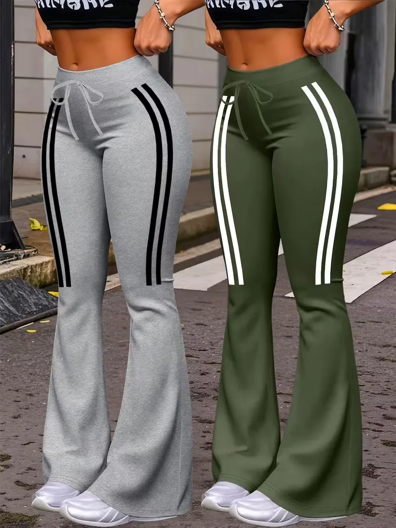 Women's Casual Fashion Long Pants, Unique Print, Drawstring Waist, Milk Silk Yoga Pants