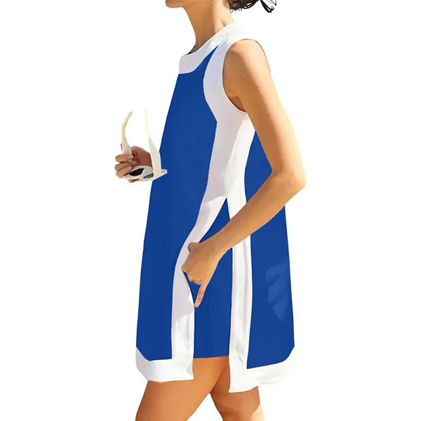 Women's Casual Two Piece Sets Color Block Crewneck Matching Shorts