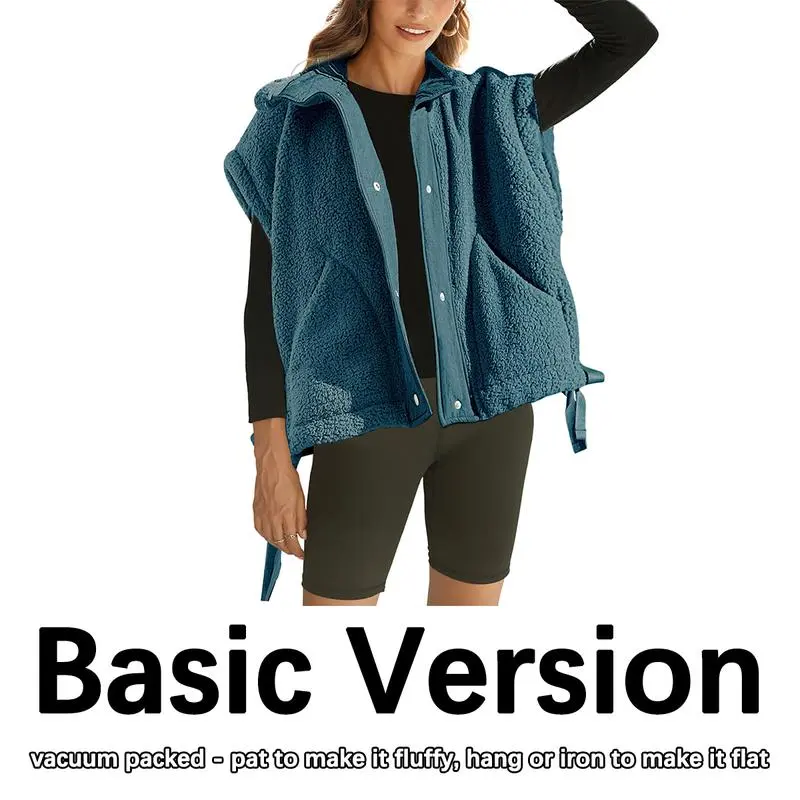 Women's Warm Fleece Vest Casual Sleeveless Button Down Sherpa Jacket