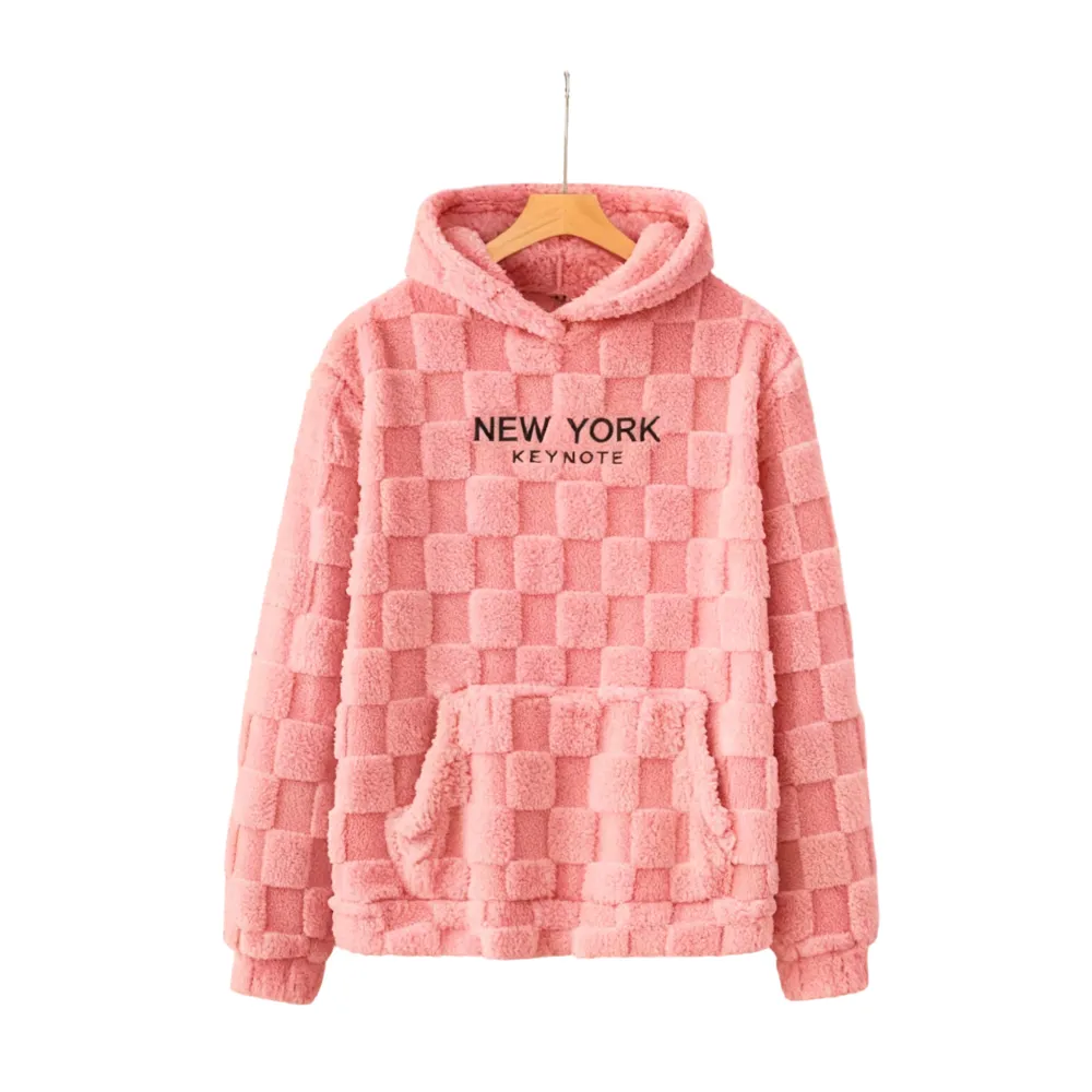 Letter Embroidery Flannel Hoodie