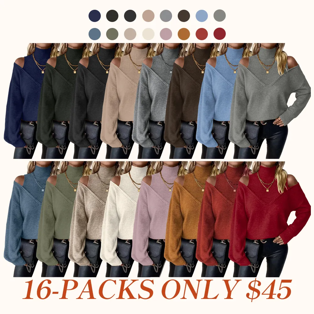 Women's Plain Cut Out High Neck Sweater