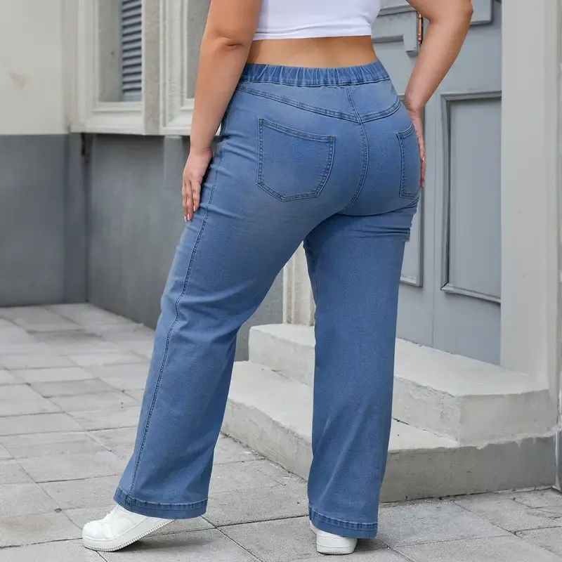 Plus Size Straight-Leg High-Waisted Stretch Jeans for Women