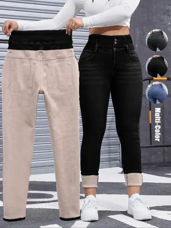 🔥Last Day 89% OFF🔥Women's High Elasticity Fleece Lined Thick Denim Jeans