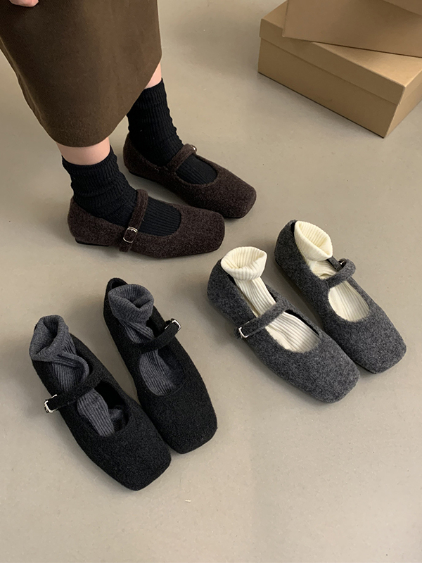 Hollow Shallow Cut Split-Joint Square-Toe Mary Janes Flat Shoes