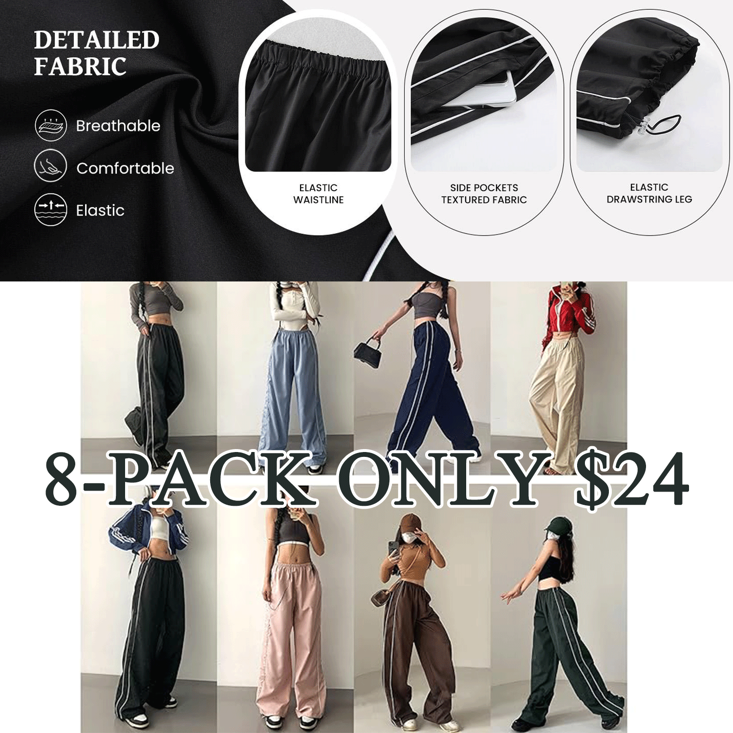 ✨ Women’s Parachute Wide‑Leg Baggy Pants – Casual Comfort