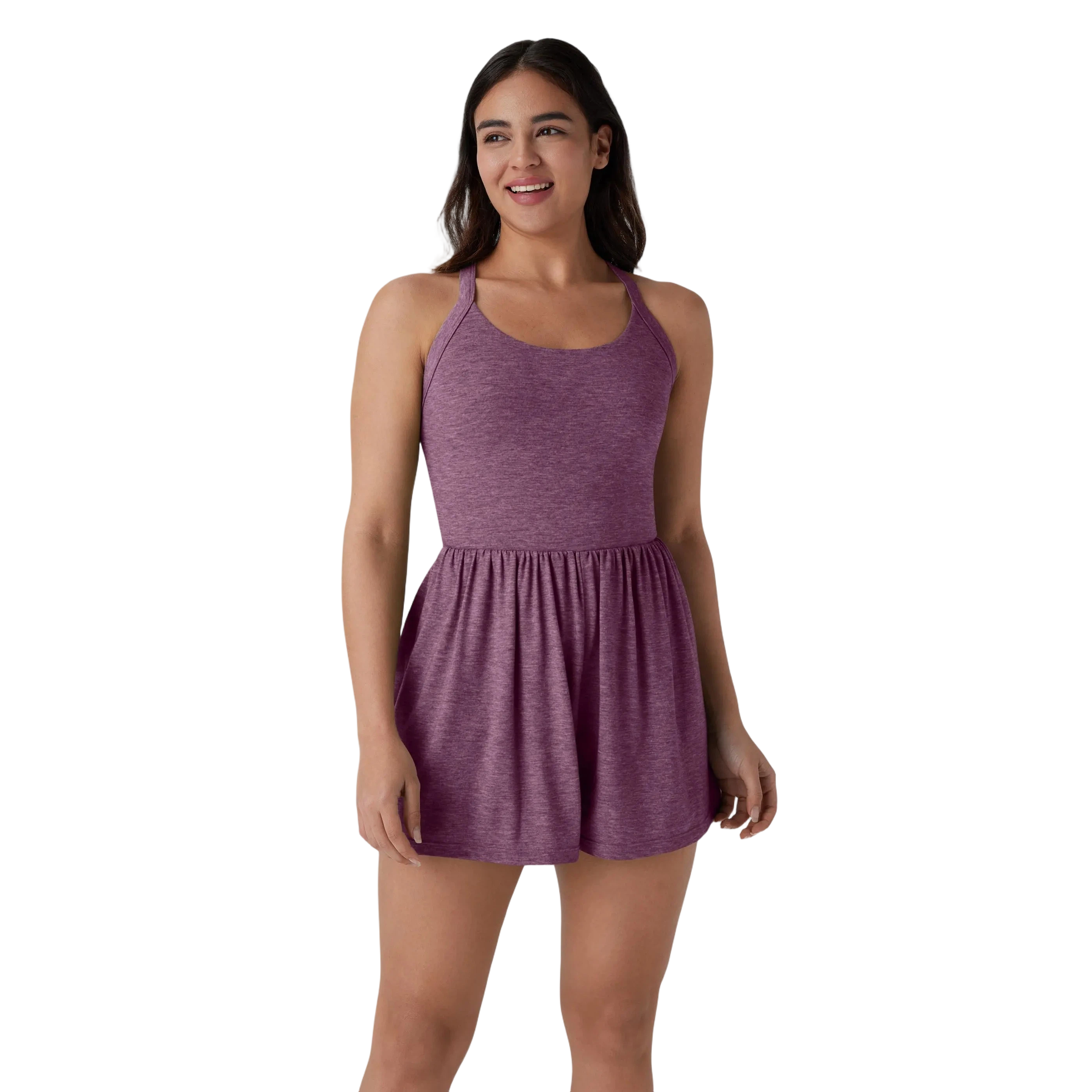 Women’s Backless Twisted 2-in-1 Resort Romper with Built-In Shorts & Pockets