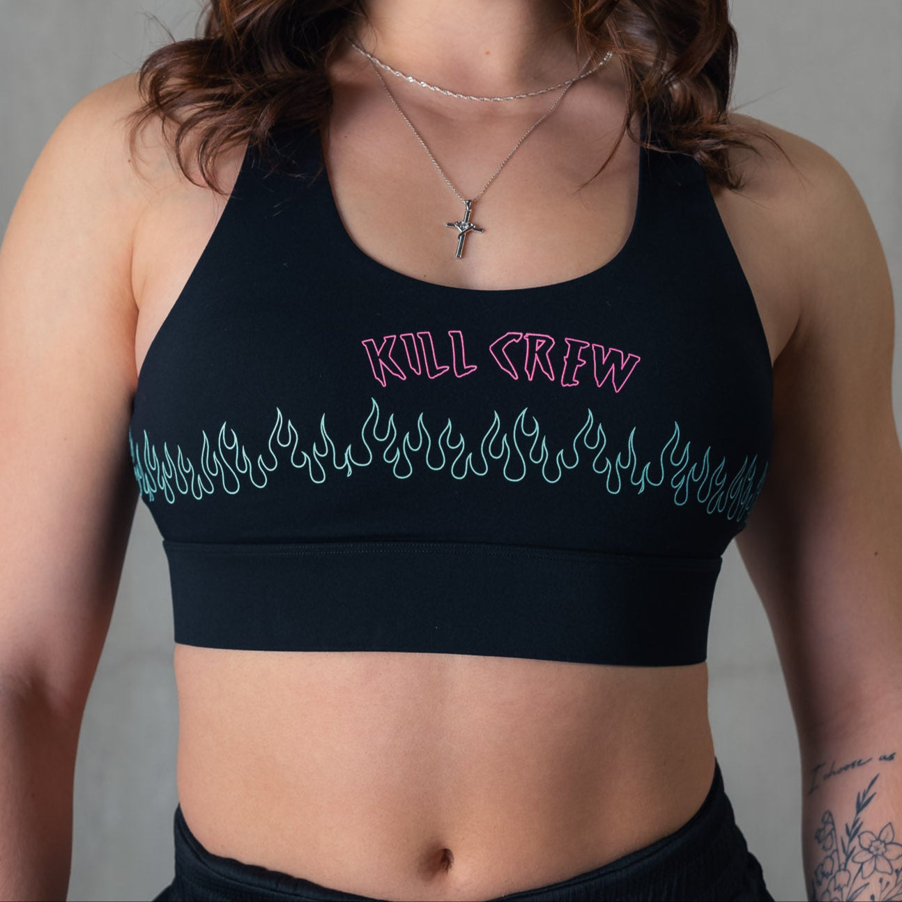 FLAME HIGH SUPPORT SPORTS BRA - BLACK / TEAL